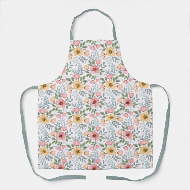 Tablier Motif à fleurs de couleur douce (Recto)