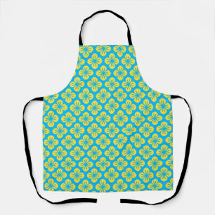 Tablier Motif à fleurs en Jaune et Turquoise