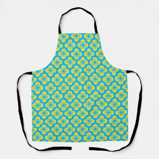 Tablier Motif à fleurs en Jaune et Turquoise