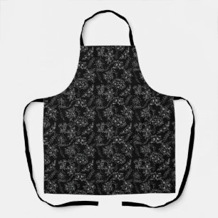 Tablier Motif à fleurs plates 01b Noir BG