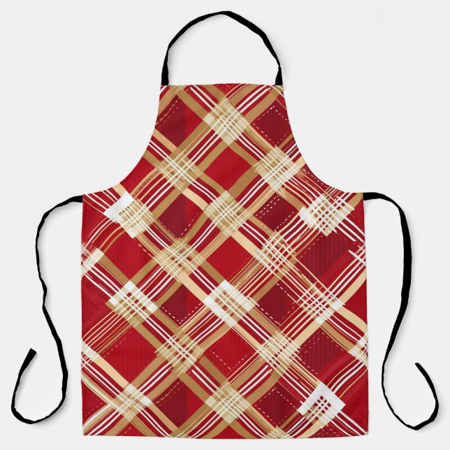 Tablier Motif à plis blanc et rouge diagonale moderne (Recto)