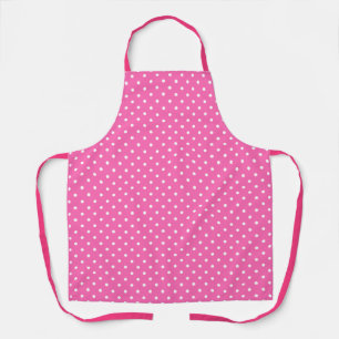 Tablier Motif à points de polka rose chaud et blanc