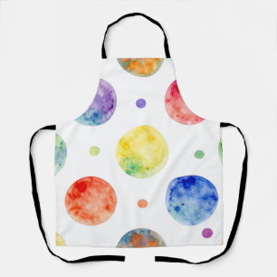 Tablier Motif à pois en orbite arc-en-ciel aquarelle