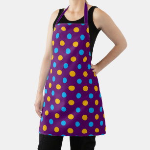 Tablier Motif à pois jaunes bleus violets
