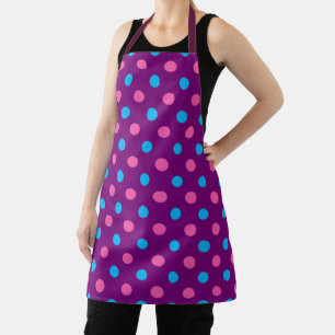 Tablier Motif à pois rose bleu violet
