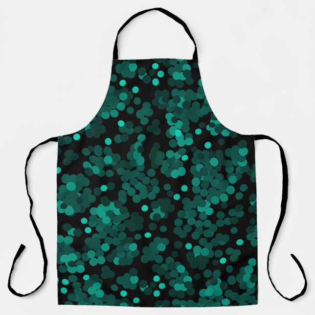 Tablier Motif à pois vert turquoise sur fond noir (Recto)
