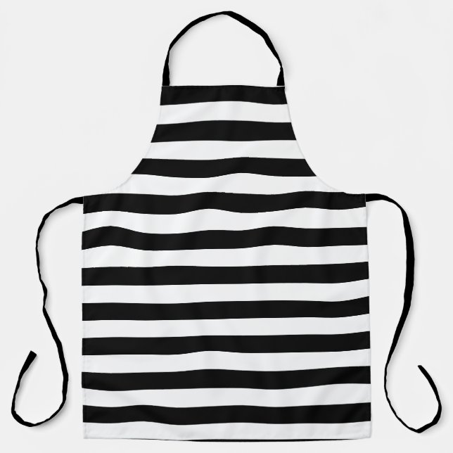 Tablier Motif à rayures horizontales noir et blanc (Recto)