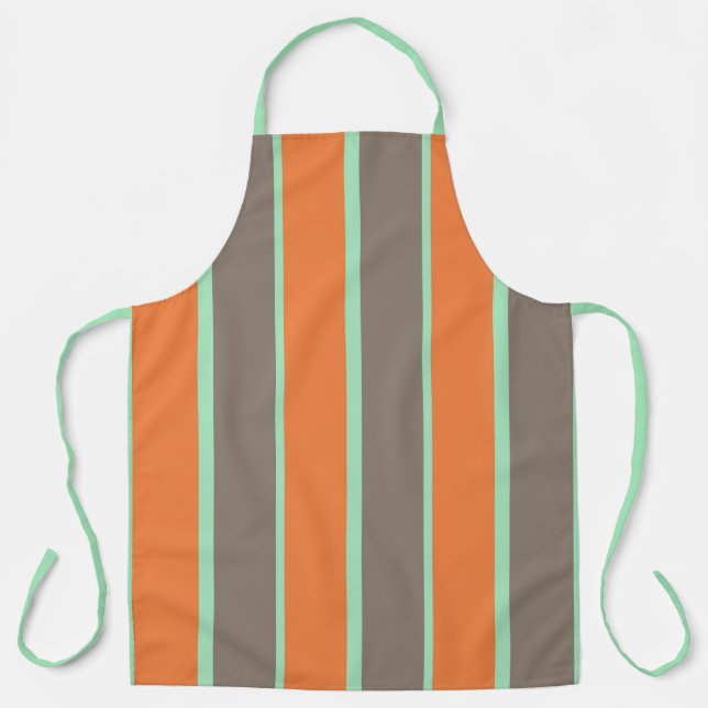 Tablier Motif à rayures vert, gris et orange (Recto)