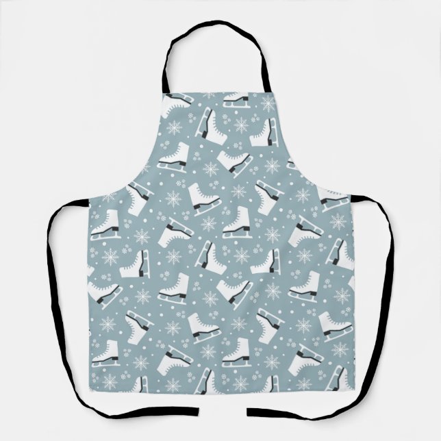 Tablier Motif à thème hiver avec patins à glace (Recto)