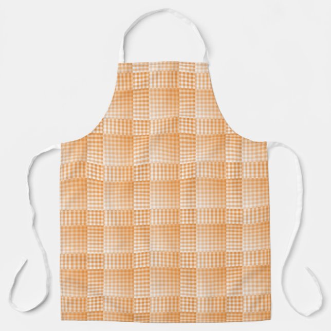Tablier Motif Abstrait à Damier Orange et Blanc (Recto)