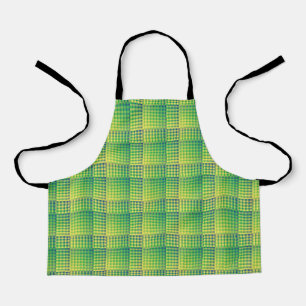 Tablier Motif Abstrait à Damier Vert Bleu
