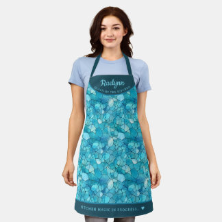 Tablier motif Abstrait bleu aqua joli personnalisé