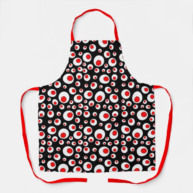 Tablier Motif Abstrait de Cercle Géométrique Boules Rouges (Recto)