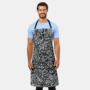 Tablier Motif Abstrait de lignes noir et blanc