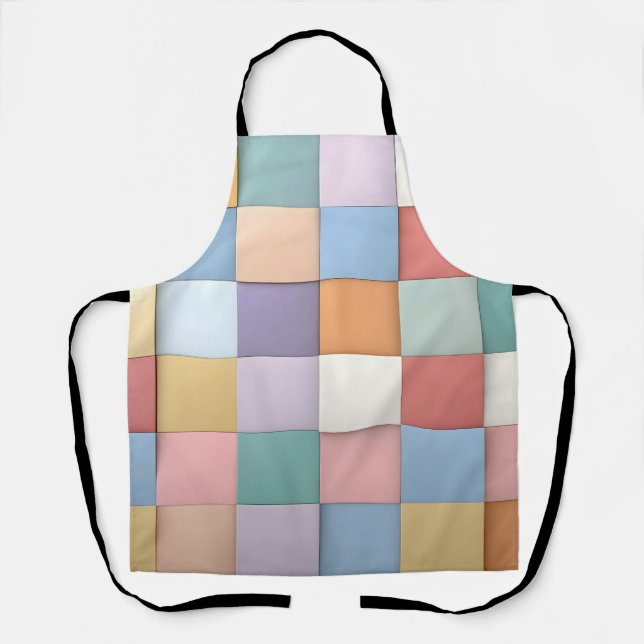 Tablier Motif Abstrait en carreaux Pastel (Recto)