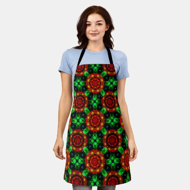 Tablier Motif abstrait floral moderne boho élégant #504 (Porté)