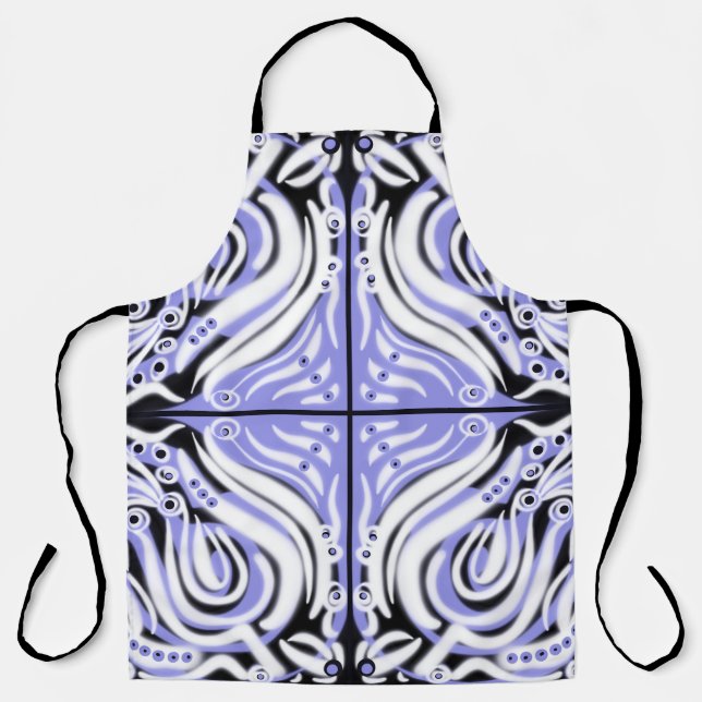 Tablier Motif Abstrait mauve noir blanc (Recto)