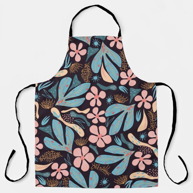 Tablier Motif abstrait, motif floral, dos foncé (Recto)