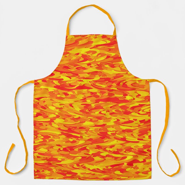 Tablier Motif Abstrait Orange Rouge Jaune (Recto)