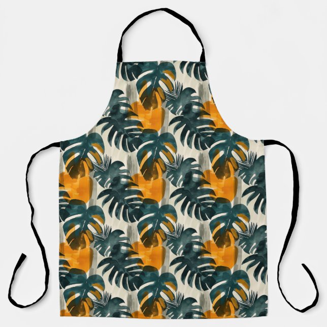 Tablier Motif abstrait simple avec feuilles de monstera, f (Recto)