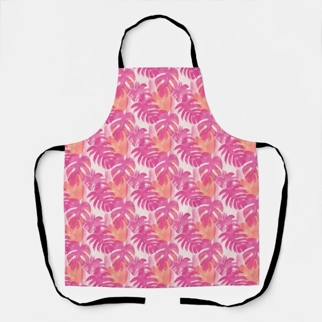 Tablier Motif abstrait simple avec feuilles de monstera, f (Recto)