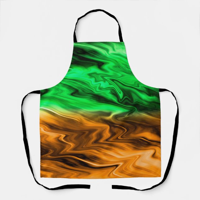 Tablier motif Abstrait tacheté en vert orange (Recto)