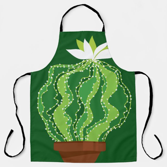 Tablier motif Abstrait vert cactus transparent (Recto)