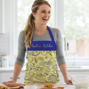 Tablier Motif alimentaire personnalisé Dolce Vita bleu jau