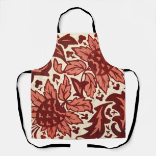 Tablier Motif Antique Fleurs Rouges et Fruits
