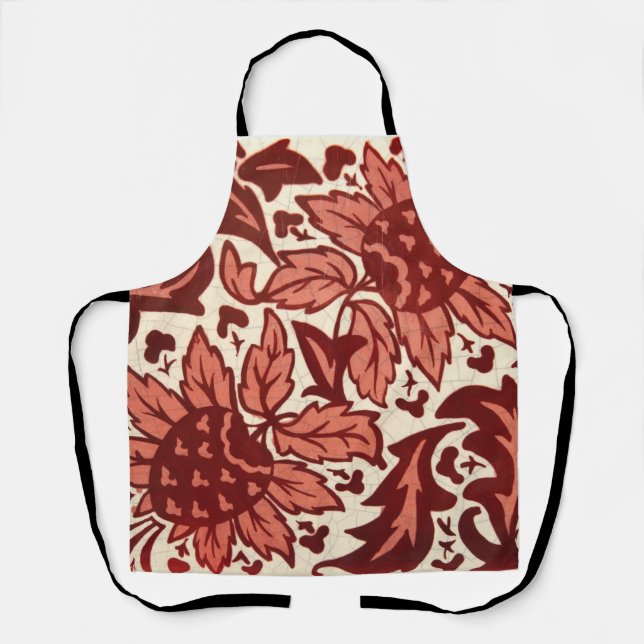 Tablier Motif Antique Fleurs Rouges et Fruits (Recto)