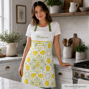 Tablier Motif aquarelle citron personnalisé