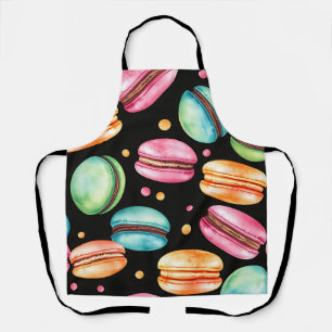 Tablier Motif aquarelle de macaron français coloré