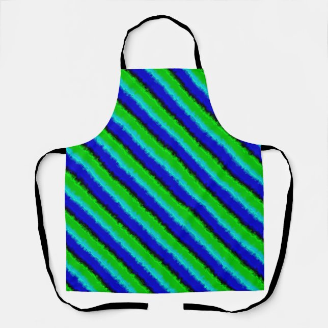 Tablier Motif arc-en-ciel bleu vert abstrait 3D (Recto)