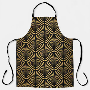 Tablier Motif Art déco. Simples grappes noir et or
