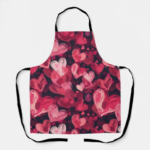 Tablier motif aux coeurs rouges pour la Saint Valentin