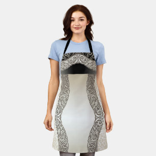 Tablier Motif "Beige & Noir" Taille moyenne