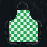 Tablier Motif blanc À damiers blanc vert<br><div class="desc">Coche verte et blanche À damiers conception Motif Carré géométrique</div>