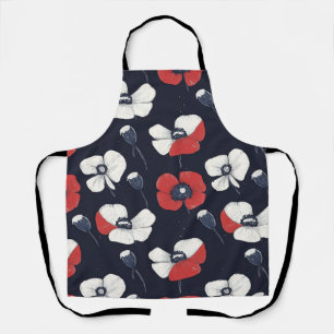 Tablier Motif blanc avec accents rouge et bleu