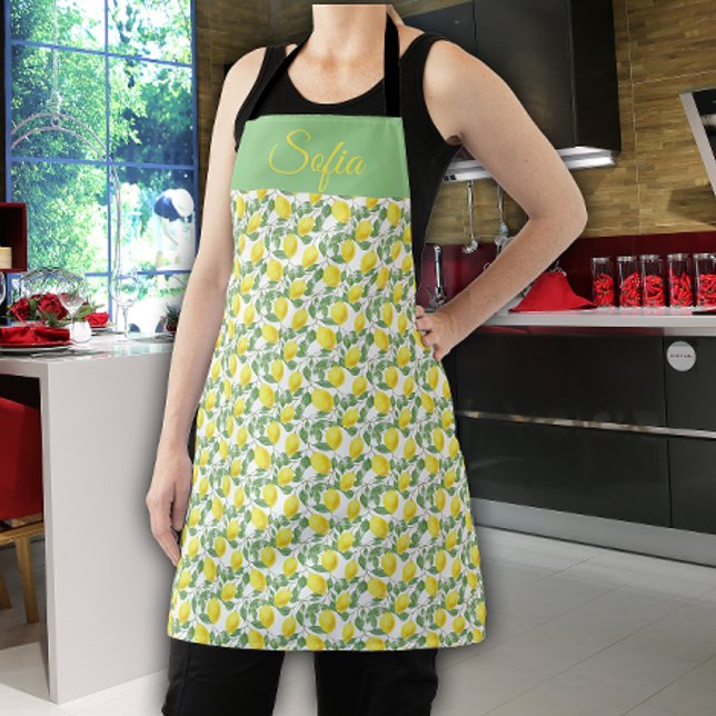 Tablier Motif blanc citron jaune rustique (Créateur téléchargé)