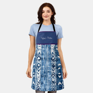 Tablier Motif blanc et bleu Sashiko