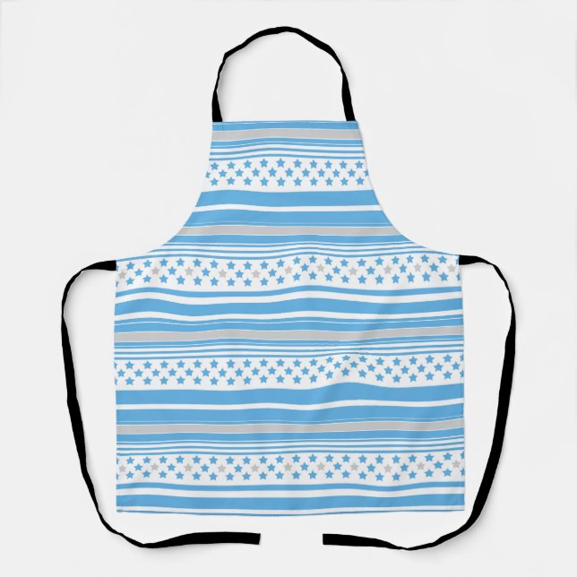 Tablier Motif bleu ciel rayé avec des étoiles (Recto)