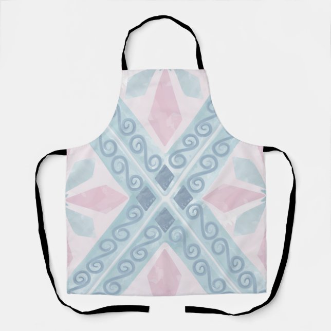 Tablier motif bleu en forme de diamant (Recto)