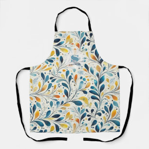 Tablier Motif bleu et or Paisley Leaf (2)