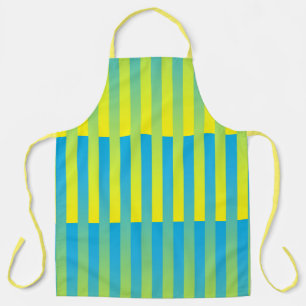 Tablier Motif bleu jaune vert rayé