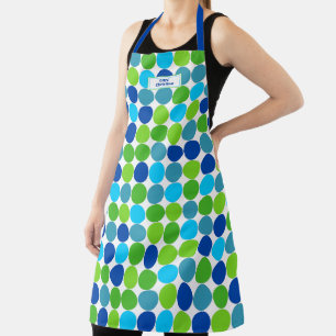 Tablier Motif Blue Green Polka Dot