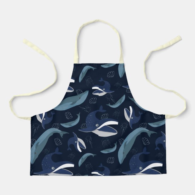 Tablier Motif Blue Ocean Whales (Recto)