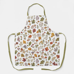 Tablier Motif Bois Champêtre Champignons Feuilles d'Automn