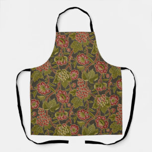 Tablier Motif botanique antique de fleurs rouges et de rai