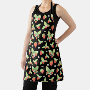 Tablier Motif botanique aquarelle de fraise mignon