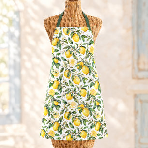Tablier Motif botanique de citron aquarelle de style campa